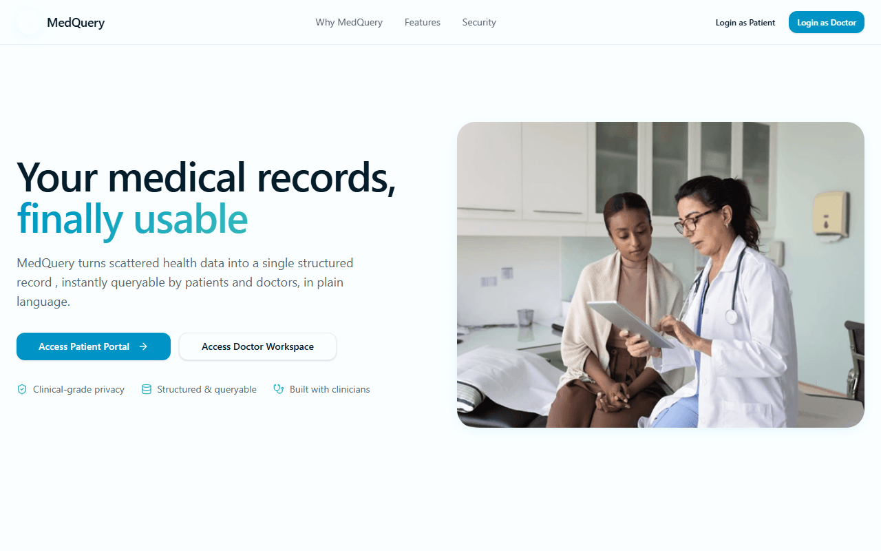 MedQuery home screen